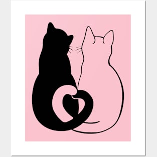 Cat T-Shirt Cats Cat Gift Yin Yang Cats Shirt - Cat Mom Lover Gifts T-Shirt Posters and Art